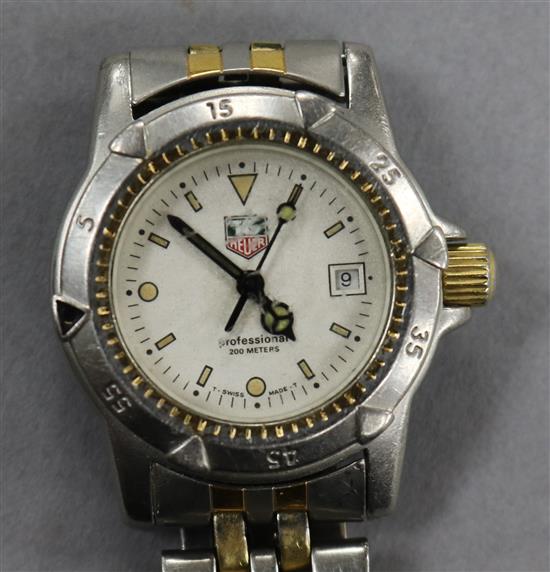 A ladies steel and gold plated TAG Heuer wrist watch